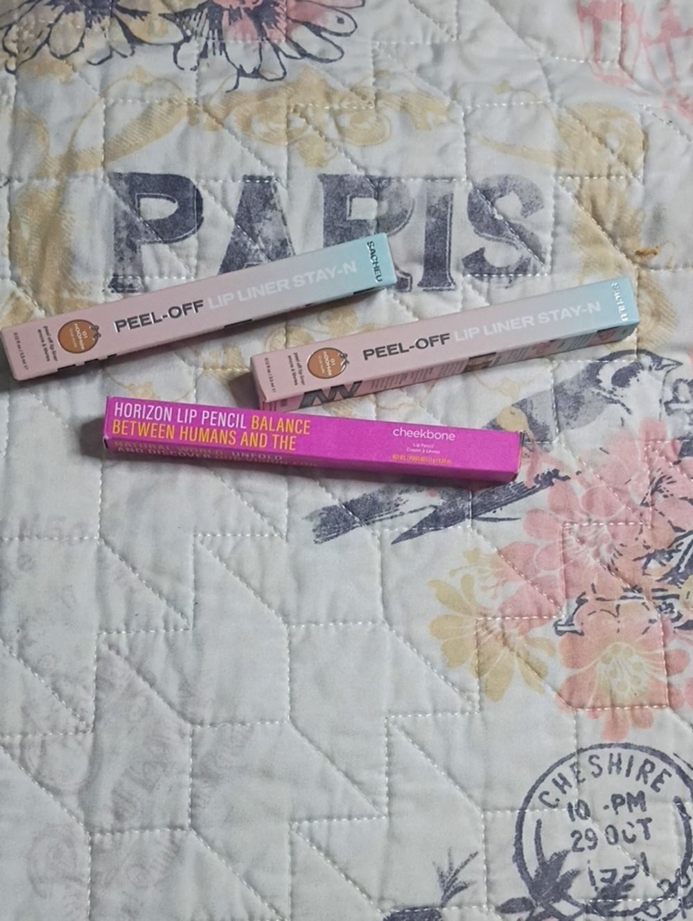 Peel-Off Lip Liners & Horizon Lip Pencil Set - Pink, Purple, Beige